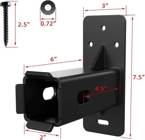 Vista 4 de Soporte de pared para enganche, soporte para bicicleta de montaje en pared, portador de carga de enganche, receptor de enganche de bicicleta