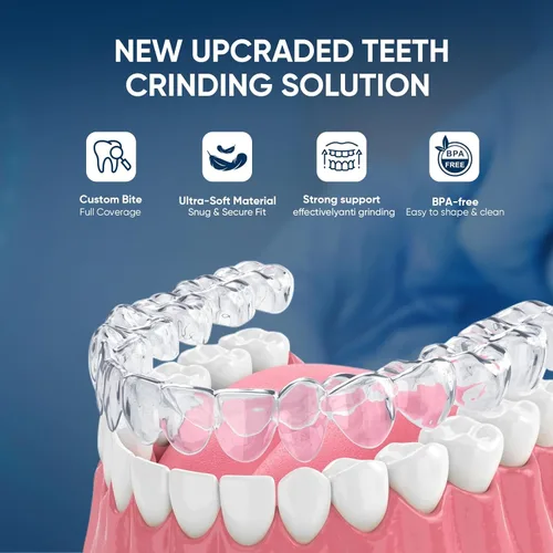 Vista 2 de Protector antimolienda, protector bucal para apretar los dientes por la noche, protector bucal para dormir, cómodo y reutilizable para adultos