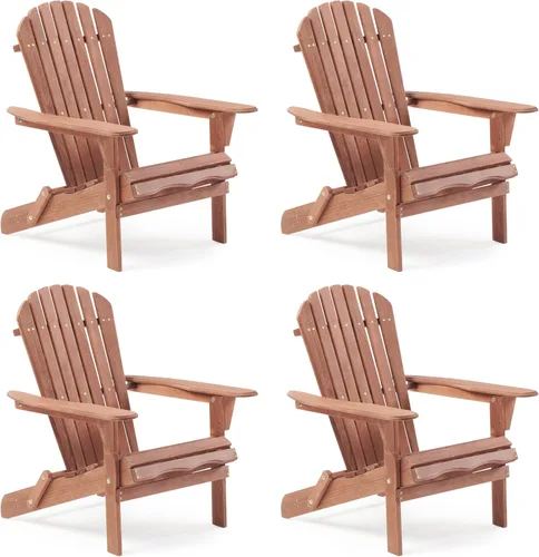 Vista 22 de Silla Adirondack plegable de madera de gran tamaño con respaldo y tablero de asiento premontados, silla de descanso para patio al aire libre