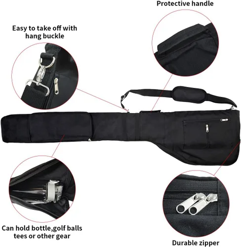 Vista 3 de Sunday - Bolsa de golf plegable portátil, bolsa de viaje para palos de golf, capacidad para 8-10 palos de golf, mini bolsa de transporte impermeable
