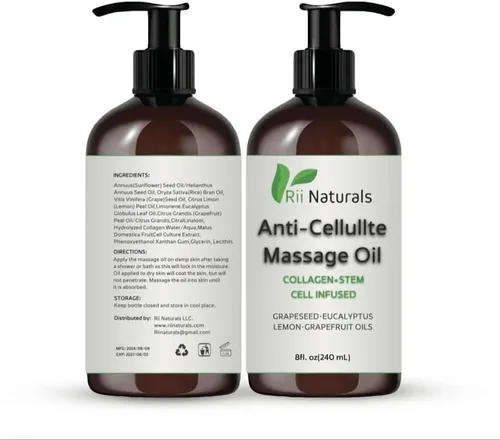 Vista 8 de Aceite de masaje anticelulítico, aceite de masaje corporal, aceite de drenaje linfático para piel suave, cuidado de tejidos profundos, cuidado