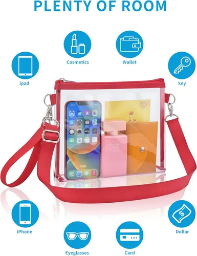 Vista 7 de Bagenius Bolso transparente aprobado para estadios, bolsa transparente con correas extraíbles, monedero para trabajo, estadio, eventos y conciertos