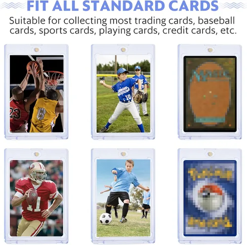 Vista 5 de 35pt Magnetic Card Holders for Trading Cards Protector, 60 Pack Baseball Card Protector, Acrylic Hard Cards Sleeves Case for Baseball Football