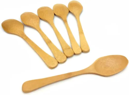 Vista 7 de JapanBargain , Cucharas pequeñas de bambú para niños, aperitivos de frutas, postres, helado, yogur, reutilizables, aptas para lavavajillas, juego
