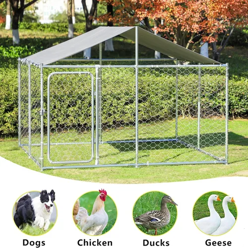 Vista 6 de LEISU Jaula de perro resistente al aire libre para mascotas, casa de alambre con cubierta resistente al agua para patio trasero o delantero