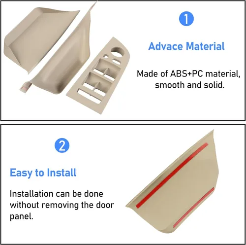 Vista 5 de Jaronx Compatible con BMW Serie 3 E90 LCI/E91 LCI - Manija de puerta lateral del conductor 2008-2011, cubierta de manija de puerta a presión y panel