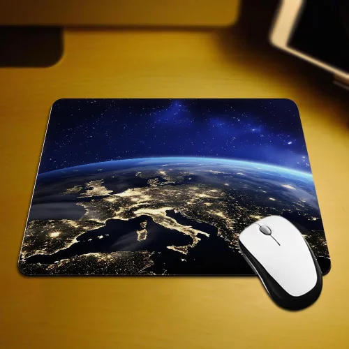 Vista 2 de Earth from Space Europe - Alfombrilla de mouse de goma antideslizante para computadoras, laptop, oficina, hogar, rectangular, personalizable, 9.5 x