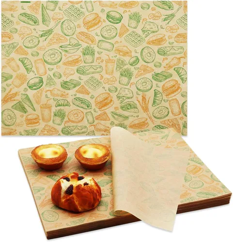 Vista 12 de Hojas de papel prémium para delicatessen de 8 x 8 pulgadas, 300 forros a prueba de grasa para botes de comida, envoltorios de sándwich precortados
