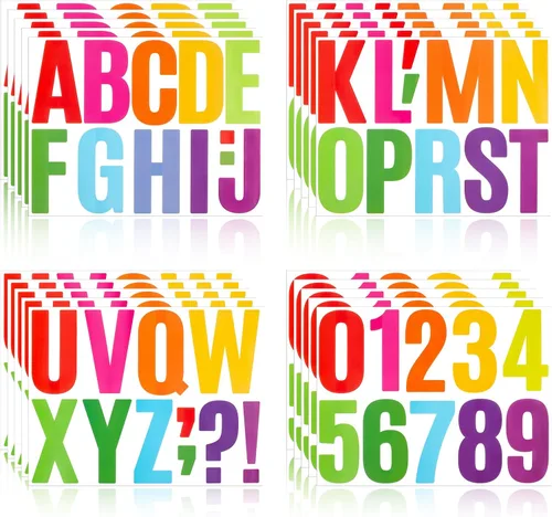 Vista 27 de Calcomanías de Letras para Tablón de Anuncios, 288 Piezas 18 Hojas 3 Pulgadas, Vinilo Impermeable, Colorido para Buzón, Ventana, Puerta, Letrero