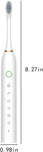 Vista 7 de Cepillo de dientes eléctrico sónico, carga USB, temporizador inteligente de 6 velocidades, IPX7, impermeable, viaje con 8 cabezales intercambiables