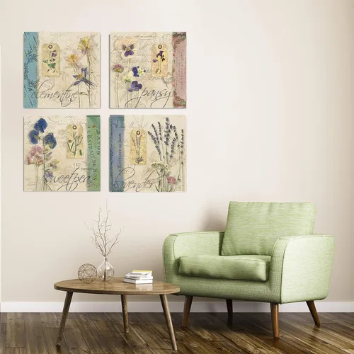 Vista 51 de Wexford Home Colección de primavera de jardín de campo francés, colección de primavera, juego de 4 paneles para decoración de pared de oficina