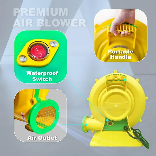 Vista 3 de CoMiracle - Sopladores de aire inflables, 950 W, 1.25 HP, castillo inflable para exteriores, soplador de toboganes