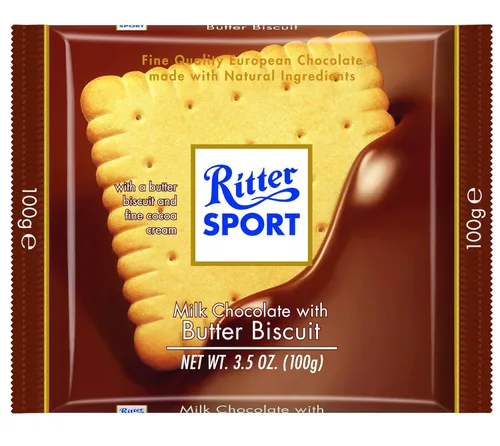 Ritter Sport, Chocolate con leche con galletas de mantequilla, barras de 3.5 onzas (paquete de 11)