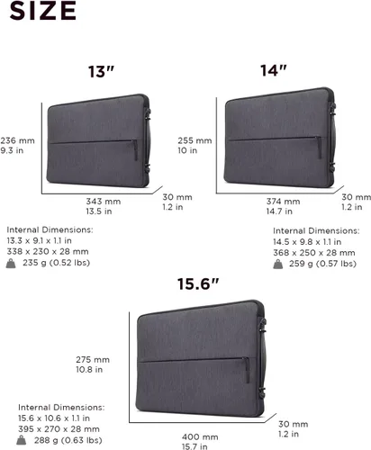 Vista 7 de Lenovo Urban Funda para Laptop de 13 Pulgadas para Laptop/Portátil/Tablet Compatible con MacBook Air/Pro Resistente al Agua - Gris Carbón