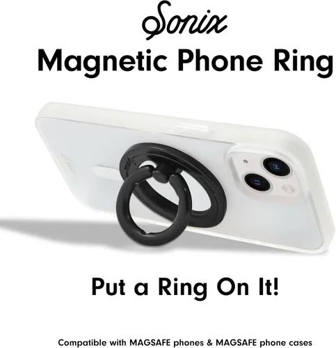 Vista 5 de Sonix Agarre magnético para teléfono y soporte para anillo de teléfono, compatible con MagSafe, soporte giratorio y soporte para teléfono para Negro