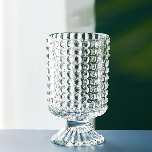 Jarrón de cristal moderno de 7 pulgadas con base acanalada en relieve, diseño hidropónico transparente para decoración del hogar, bodas, fiestas,