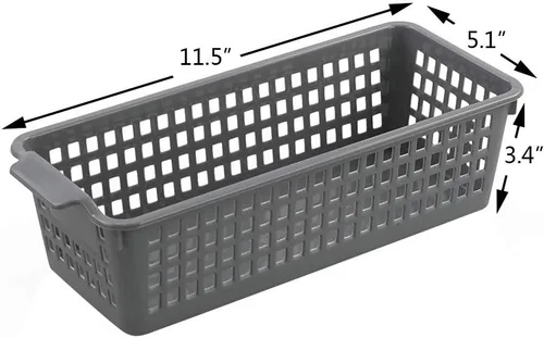 Vista 3 de Cestas de almacenamiento rectangulares pequeñas de plástico, 6 paquetes