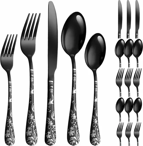 Vilihkc Juego de cubiertos de acero inoxidable pulido con espejo para 4 cubiertos de acero inoxidable para cocina y lavavajillas (20 unidades)