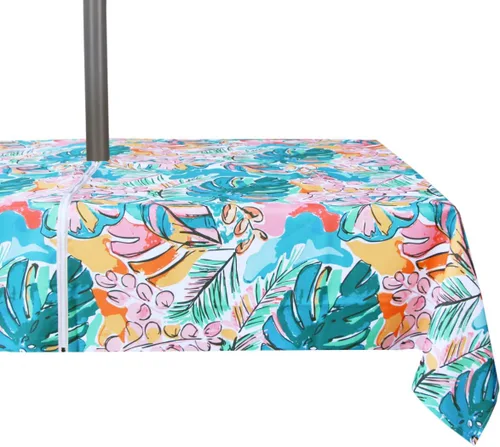 Vista 46 de EHouseHome Mantel redondo de 60 pulgadas para exteriores e interiores con agujero para sombrilla y cremallera, paños de patio impermeables