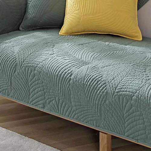 Vista 5 de Funda de sofá de hoja nórdica, funda de algodón para sofá modular de 1234 plazas, funda antideslizante en forma de L para niños, reposabrazos