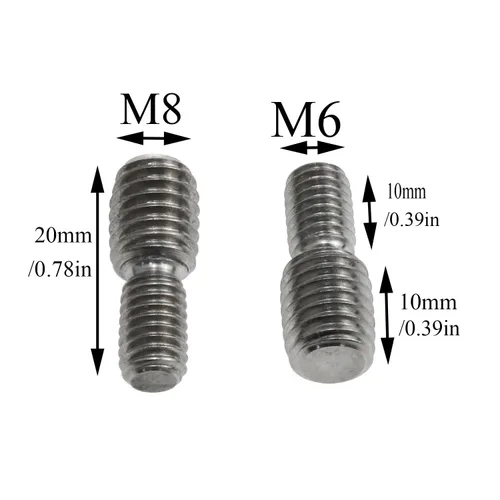 Vista 3 de Tornillos de transferencia de acero inoxidable 304 Tornillo reductor M6 a M8 Adaptador de metal rosca externa -12 piezas