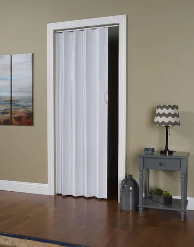 Vista 3 de LTL Home Products Via Panel de vinilo de 36 x 80 pulgadas, puerta de acordeón plegable individual con bisagras flexibles para interiores de hogar