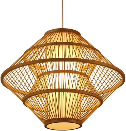 Lámparas de madera de bambú industriales, estilo japonés, estilo rústico, estilo pastoral, lámpara colgante E27, decoración retro hueca, decoración