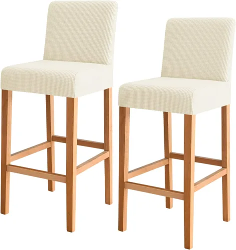 Vista 17 de FORCHEER Juego de 2 fundas negras para taburete de bar con respaldo, fundas de cuero para taburetes de bar con respaldo corto, extraíbles y lavables