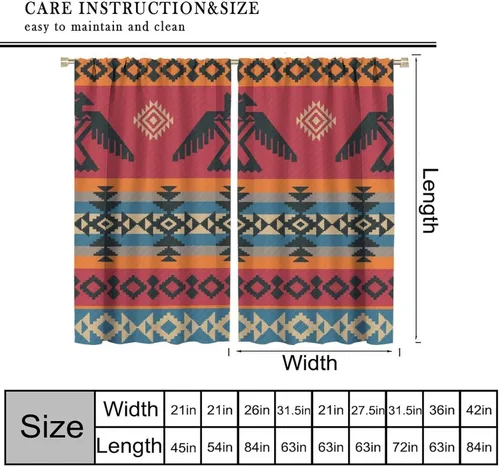 Vista 67 de Cortinas con patrón geométrico tribal, estilo suroeste, azteca, rústico, occidental, nativo americano, opacas, con bolsillo para barra, decoración