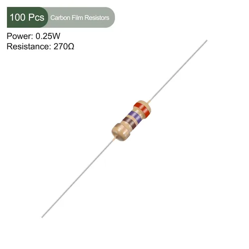 Vista 2 de YOKIVE 100 resistencias de película de carbono, 1/4 W, 270 ohmios y 5 % de tolerancias, buenas para proyectos electrónicos de bricolaje