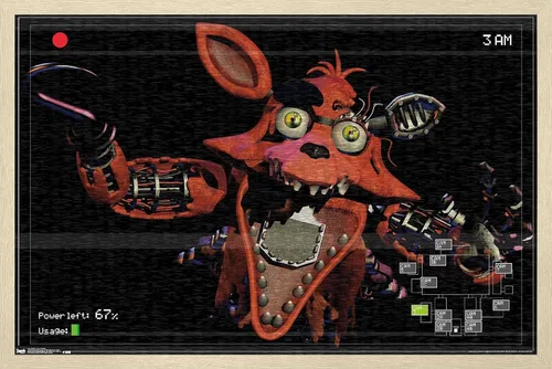 Vista 7 de Trends International Five Nights at Freddy's - Póster de pared Foxy Camera, 14.725 x 22.375 pulgadas, versión enmarcada de madera de granero Versión
