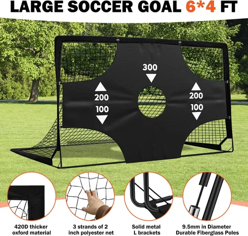 Vista 2 de Portable Pop Up Soccer Goal - 6x4ft Backyard Training Equipment with Soccer Ball, Scoring Target Cloth, and Conesl,Fencing Training