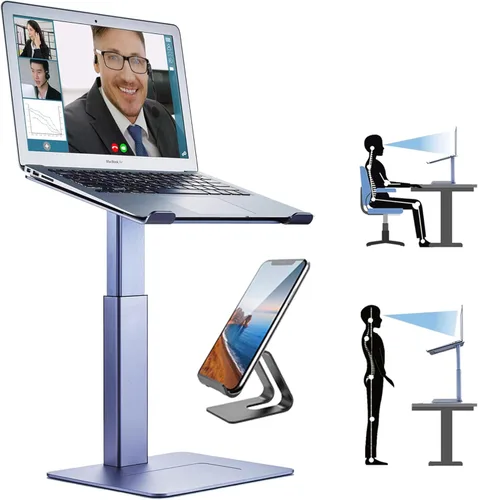 Vista 9 de Soporte ergonómico para computadora portátil para escritorio, elevador ergonómico para computadora portátil MacBook de 11 a 17 pulgadas, soporte