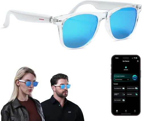 Vista 9 de LIMU Gafas de sol inteligentes Gen 5 AI – Gafas de sol AI con intérprete de IA en tiempo real, audio Bluetooth de oreja abierta para llamadas