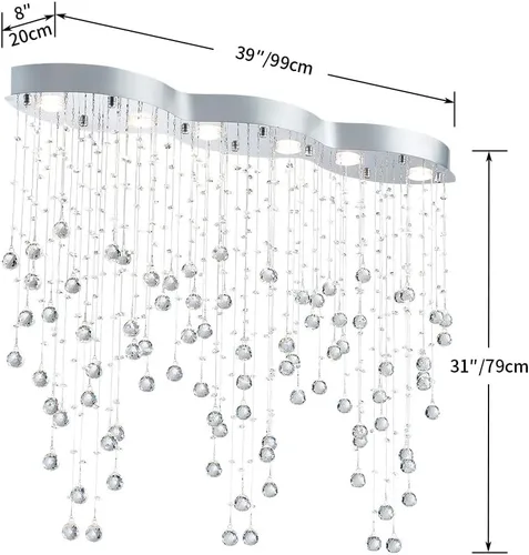 Vista 2 de Saint Mossi - Lámpara moderna de 6 luces, lámpara de araña de cristal, lámpara de techo moderna de montaje empotrado, lámpara de techo
