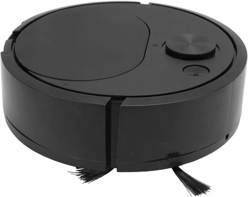 Vista 4 de Pwshymi Robot aspirador multifuncional, mini robot de barrido inteligente con carga USB para pisos de madera, azulejos y alfombras, negro