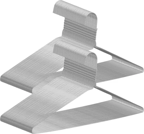 Vista 11 de Yuntau 60 perchas de alambre a granel de 16 pulgadas para limpiar en seco para ropa con capa y pantalones (rojo, azul, corazón)