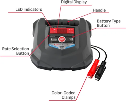 Vista 8 de Schumacher Electric Car Battery Charger and Maintainer SC1280 4-in-1, 15 Amp, Fully Automatic for 6v and12v Automobile Batteries - Ideal for