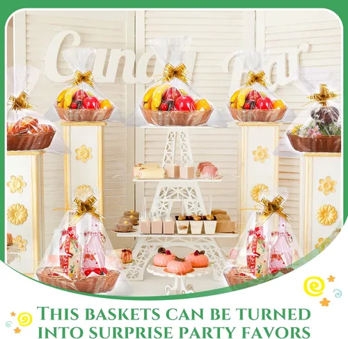 Vista 6 de 52 cestas de regalo vacías a granel de 12.6 x 9.5 x 3.2 pulgadas, cesta de almacenamiento de frutas, pan de alimentos, pan y frutas, con bolsas