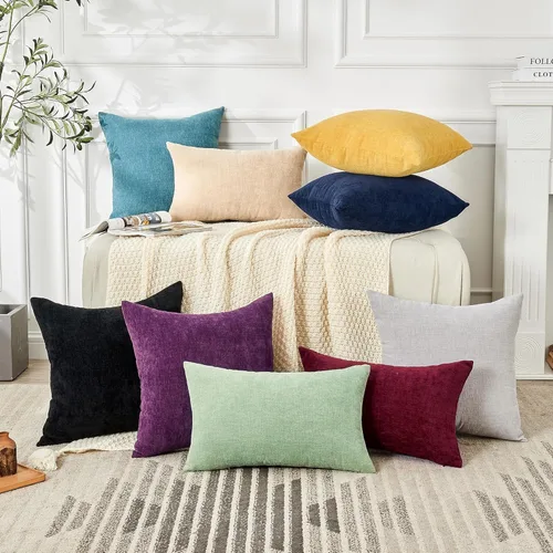 Vista 8 de Juego de 2 fundas de almohada cuadradas decorativas de 18 x 18 pulgadas, almohadas de felpilla súper suaves, fundas de almohada de otoño para sala