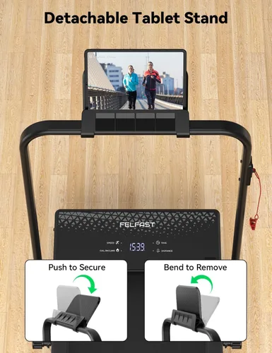 Vista 7 de FelFast Walking Pad Treadmill, 12% 5-Level Auto Incline, 2-in-1 Under Desk Foldable w/Remote Control, 12 HIIT Mode, 265 Lbs, 7.6 MPH Max, Portable