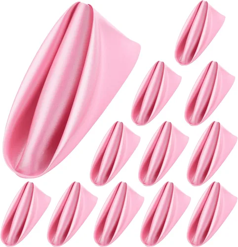 Vista 23 de Aneco 12 piezas de servilletas de satén cuadradas de 20 x 20 pulgadas, servilletas de cena para bodas, servilletas de fiesta, servilletas de mesa