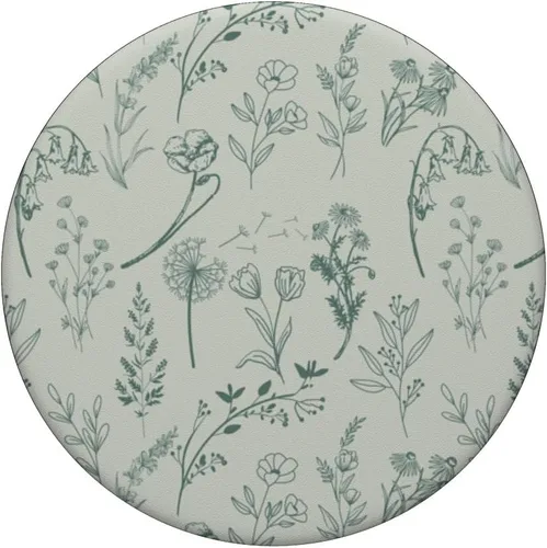 Vista 3 de Patrón de flores silvestres verde salvia PopSockets estándar PopGrip