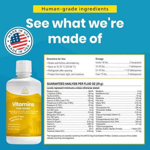 Vista 3 de Vitaminas y suplementos 100 % naturales para perros – Multivitamina líquida para perros – Vitaminas para perros mayores – Multivitaminas para perros