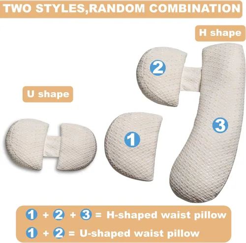 Vista 4 de Almohada de embarazo, almohada de maternidad con funda de almohada desmontable y ajustable, almohada de cuerpo completo para adultos que duermen