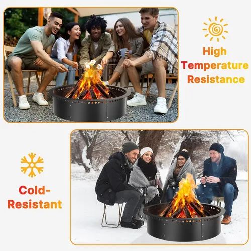 Vista 5 de Anillo de hoguera sin humo, 35 pulgadas exterior/31 pulgadas interior de alta resistencia de metal sólido grande con forma de flor de acero