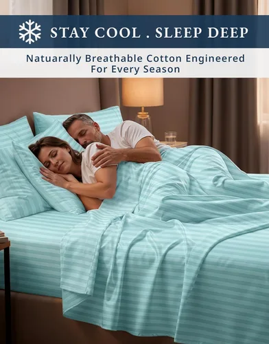 Vista 313 de LANE LINEN - Sábanas individual 100% algodón egipcio suave, cómodo y grueso de calidad de hotel, costuras reforzadas totalmente elásticas, sin