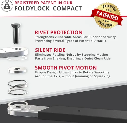 Vista 3 de Seatylock FoldyLock - Candado plegable compacto para bicicleta, candado para bicicleta galardonado y patentado, ligero, de alta seguridad
