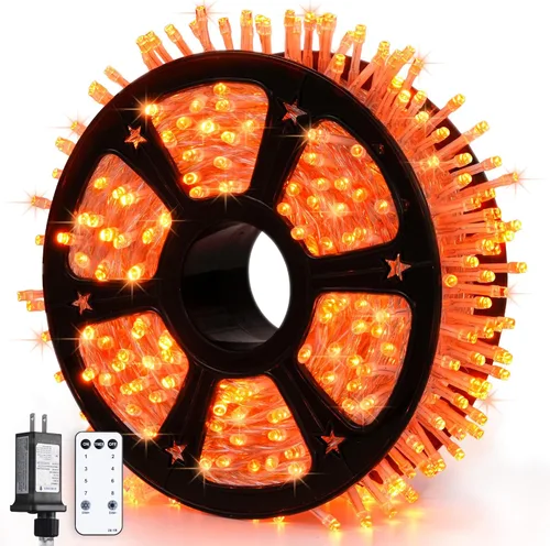 Vista 30 de JMEXSUSS Guirnalda de 600 luces LED que cambian de color enchufable, luces de Navidad blancas cálidas y multicolor de 168 pies con control remoto