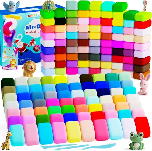 Vista 7 de Arcilla de secado al aire de 102 colores, plastilina para modelar para niños, plastilina mágica para modelar, kit de plastilina para moldear DIY
